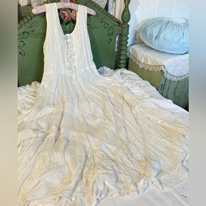 Cream Lace Western Bohemian Dress Small fits Small Medium or Large